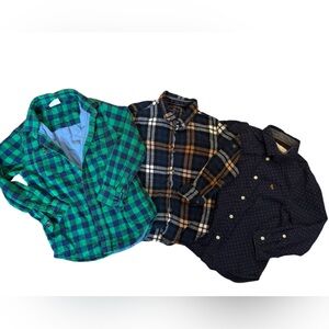 Kids' Checkered‎ and Polka Dot Button Down Shirt Trio